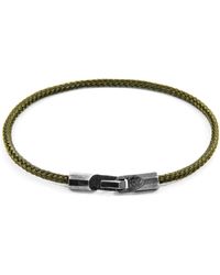 Anchor & Crew Khaki Green Tenby Silver & Rope Bracelet - Metallic