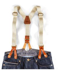 &SONS Trading Co - Cream Cotton Leather Braces Uk - Lyst
