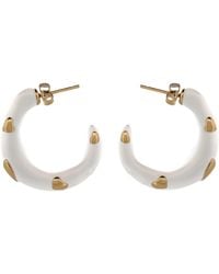 Ebru Jewelry - White Enamel Gold Heart Hoop Earrings - Lyst
