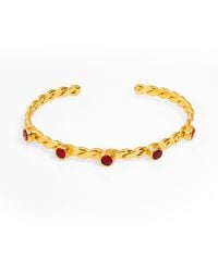 Ebru Jewelry - Ruby-Studded Twisted Gold Cuff Bracelet - Lyst