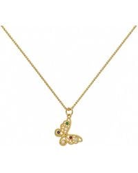 Angel Barocco - Multicolour Stone Butterfly Pendant Necklace - Lyst