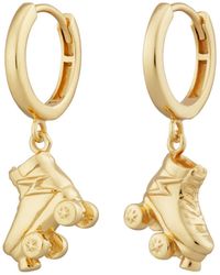 Lily Charmed - Plated Roller Skate Charm Hoop Earrings - Lyst