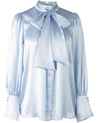 Solgo Atelier - Phaius Bow Tie Silk Charmeuse Blouse - Lyst