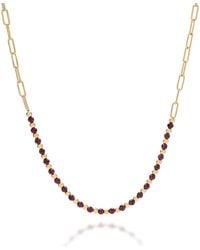 Nellou Jewellery - Garnet Gem Shine Necklace Plated Sterling - Lyst