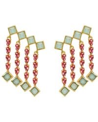 Lavani Jewels - Aquamarine & Rose Climbing Earrings - Lyst