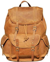 Touri - Genuine Leather Backpack With Draw String Open - Lyst