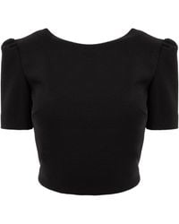 AVENUE No.29 - Wool Cropped Blouse With Back V Cut - Lyst