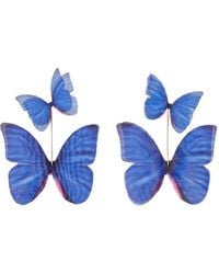 Oana Savu - Dark Silk Butterfly Earrings Sterling Statement Dangle Ear Wires - Lyst