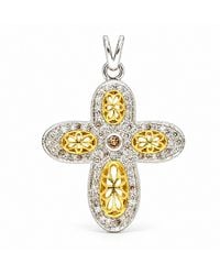 Artisan - 18K & Diamond Cross Pendant - Lyst