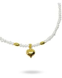 LINYA JEWELLERY - Letsy Heart Pearl Necklace - Lyst