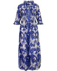At Last - Cotton Annabel Maxi Dress In Royal Tropical - Lyst
