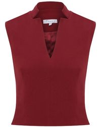 Maan Istanbul - High Neck Burgundy Blouse - Lyst