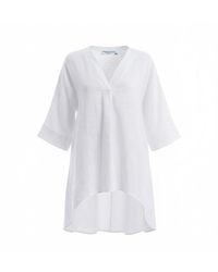 Haris Cotton - Asymmetric Linen Blouse With V-Neck - Lyst