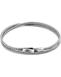 Anchor and Crew - Classic Grey Liverpool Silver & Rope Bracelet - Lyst