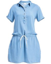 REISTOR - Drawstring Denim Shirt Dress With Front Buttons - Lyst
