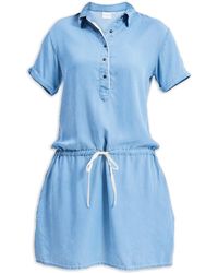 REISTOR - Drawstring Denim Shirt Dress With Front Buttons - Lyst