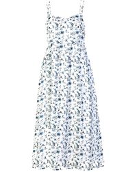 REISTOR - Strappy Gathered Floral Midi Dress - Lyst