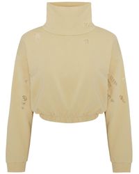 Pcfg - Neutrals Destroyed High Neck Sweat - Lyst
