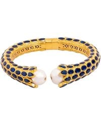 Ebru Jewelry - Cleopatra Sapphire & Pearl Chunky Cuff Bracelet - Lyst