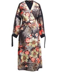 Smart and Joy - Wrap Dress With Flower Print And Satin Bias - Lyst