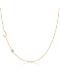 Maya Brenner - Monogram Necklace With Diamond - Rose Gold - 16" | - Lyst