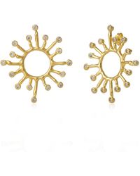 Spero London - Sun Sunburst Large High Quality Crown Natural Textured Molten Sterling Earring - Lyst