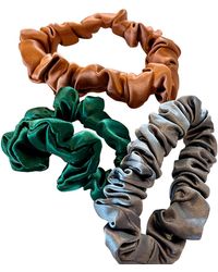 Soft Strokes Silk - Set Of Three Pure Mulberry Silk Mini Scrunchies Weekly Special Hair Ties Autumn Jewels - Lyst