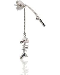 Frenvyrn - Mars Sterling Fishin' Fish Bone Dangle Earring Single For Left Ear - Lyst