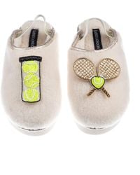 Laines London - Neutrals Flatform Cloud Closed Toe Slippers With Tennis Lover Brooches - Lyst