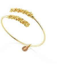 Unaloe - Vermeil Open Cuff Bracelet With Roses – Contrary Handmade Italian Jewelry - Lyst