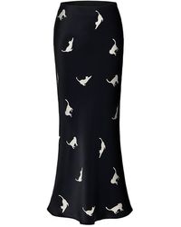 NOT JUST PAJAMA - Cats Edition Long Silk Pencil Skirt - Lyst