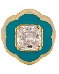 Ebru Jewelry - Clover Turquoise Enamel & Diamond Gold Lucky Ring - Lyst