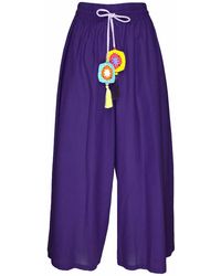 Lalipop Design - Cropped Wide-Leg Voile Pants With Crochet Belt - Lyst