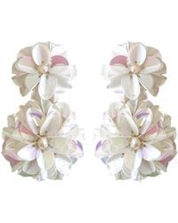 PINAR OZEVLAT - Neutrals Blossom Drop Earrings Shell - Lyst
