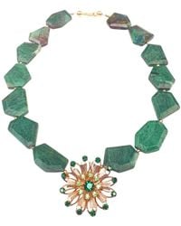 Way to Chic - Statement Agate Necklace With Vintage Crystal Brooch - Lyst