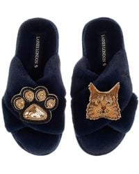 Laines London - Classic Laines Slippers With Paw & Maine Coon Brooches - Lyst