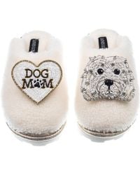 Laines London - Teddy Closed Toe Slippers With Queenie The Bichon Frise & Dog Mum Mom Brooches - Lyst