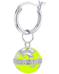 True Rocks - Mini Globe Charm In Neon Lime Green & Sterling Silver On A Silver Hoop - Lyst
