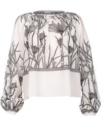 Ginta - Neutrals Floral-Print Cotton Top - Lyst