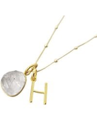 Sophelia - Vermeil Plated Herkimer Diamond April Birthstone Crystal Initial Pendant Charm Necklace - Lyst