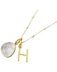 Harfi - Vermeil Plated Herkimer Diamond April Birthstone Crystal Initial Pendant Charm Necklace - Lyst