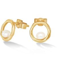 Dower & Hall - Open Circle Pearl Stud Earrings - Lyst