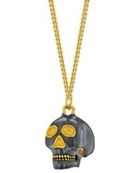 True Rocks - Gun Metal Grey Sterling Silver & 18kt Gold-plated Mini Skull Pendant - Lyst