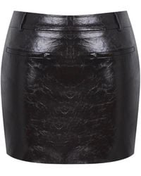Miss Circle New York - Vivian Mocha Faux Leather Low-Rise Mini Skirt - Lyst