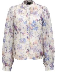 Smart and Joy - Neutrals Flower Print Long Sleeve Organza Shirt - Lyst