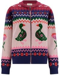 Sugarhill - Solana Knitted Bomber Jacket Ducks - Lyst
