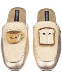 Laines London - Neutrals Classic Mules With Laines Lovables Tea & Toast Broooches - Lyst