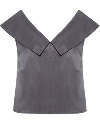 Femponiq - Off Shoulder Collared Crop Top - Lyst