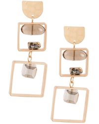 Saachi - Bead And Stone Square Dangle Wood Earrings - Lyst