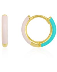 Spero London - Enamel Sterling Hoop Earring - Lyst